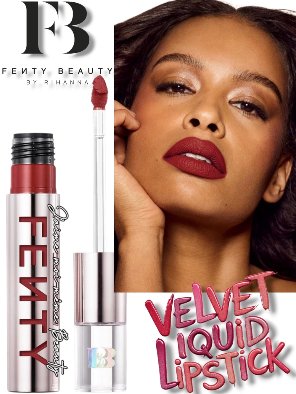 FENTY liquid lipstick in H.B.I.C. - Garnet Red